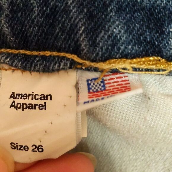 American Apparel button fly denim shorts 26 - Picture 6 of 9